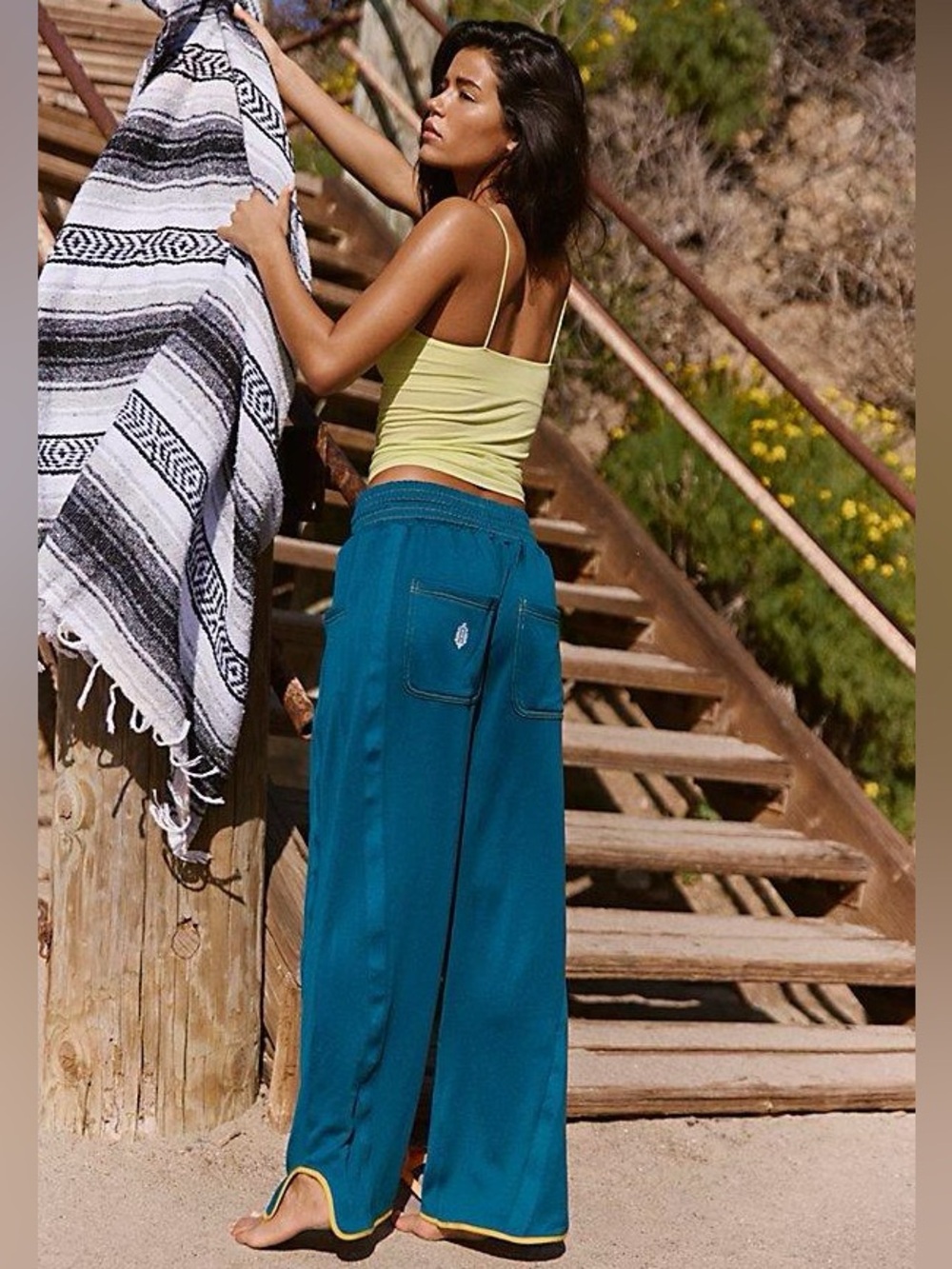 NWT Free People Champ Is Here Knit Pants in Tahiti Flame Combo